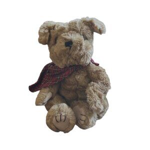 Boyds Bears Simon T Poochley Beans Dog Bulldog Red Plaid Bandana